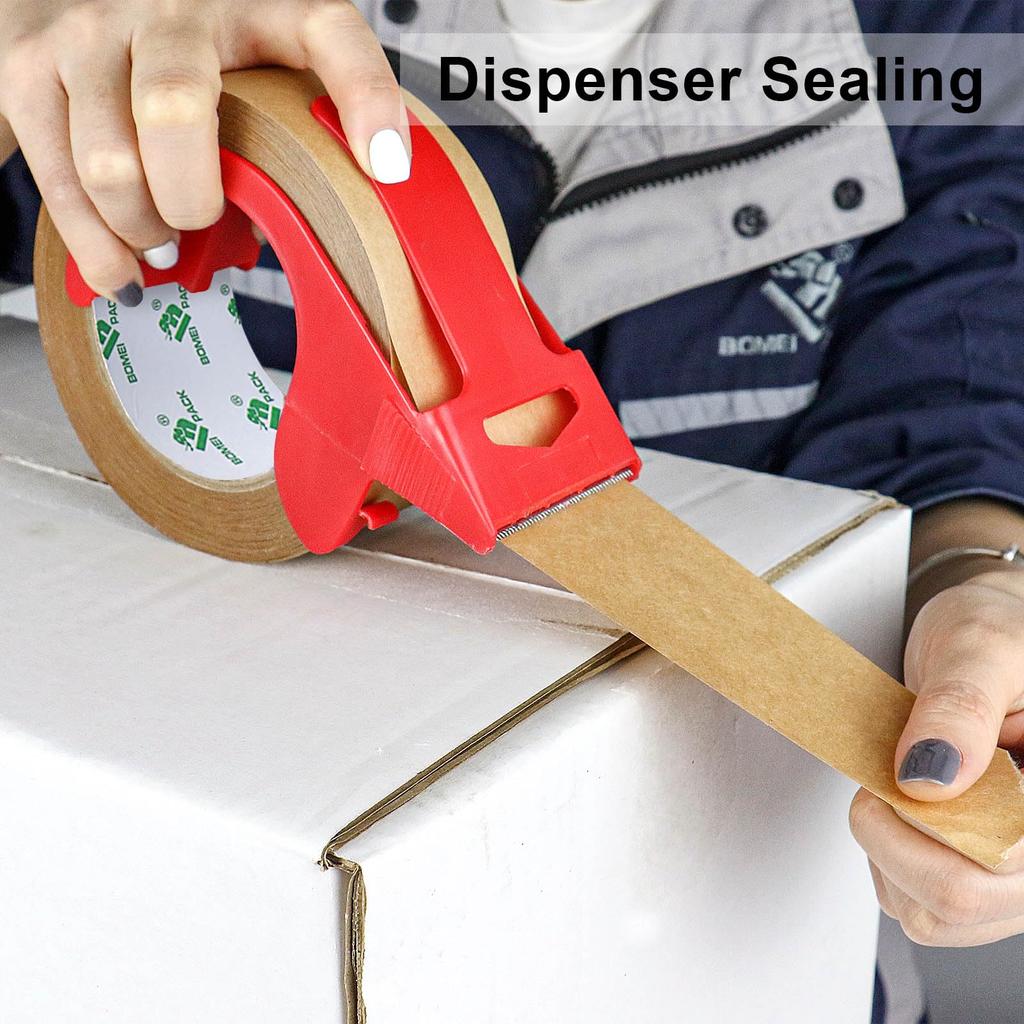 BOMEI PACK Reinforced Paper Packing Biodegradable Kraft Paper Transport Tape for and Storage Tape, 50mm50m, Self-Adhesive Gum-Covered Heavy-Duty