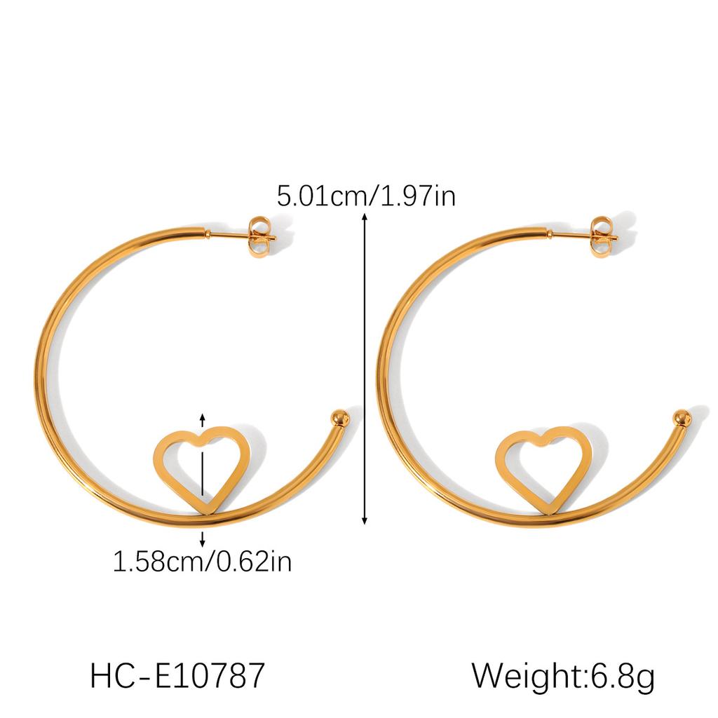 C-shaped butterfly stainless steel earrings hollow star stud earrings heart-shaped ear jewelry titanium steel accessories