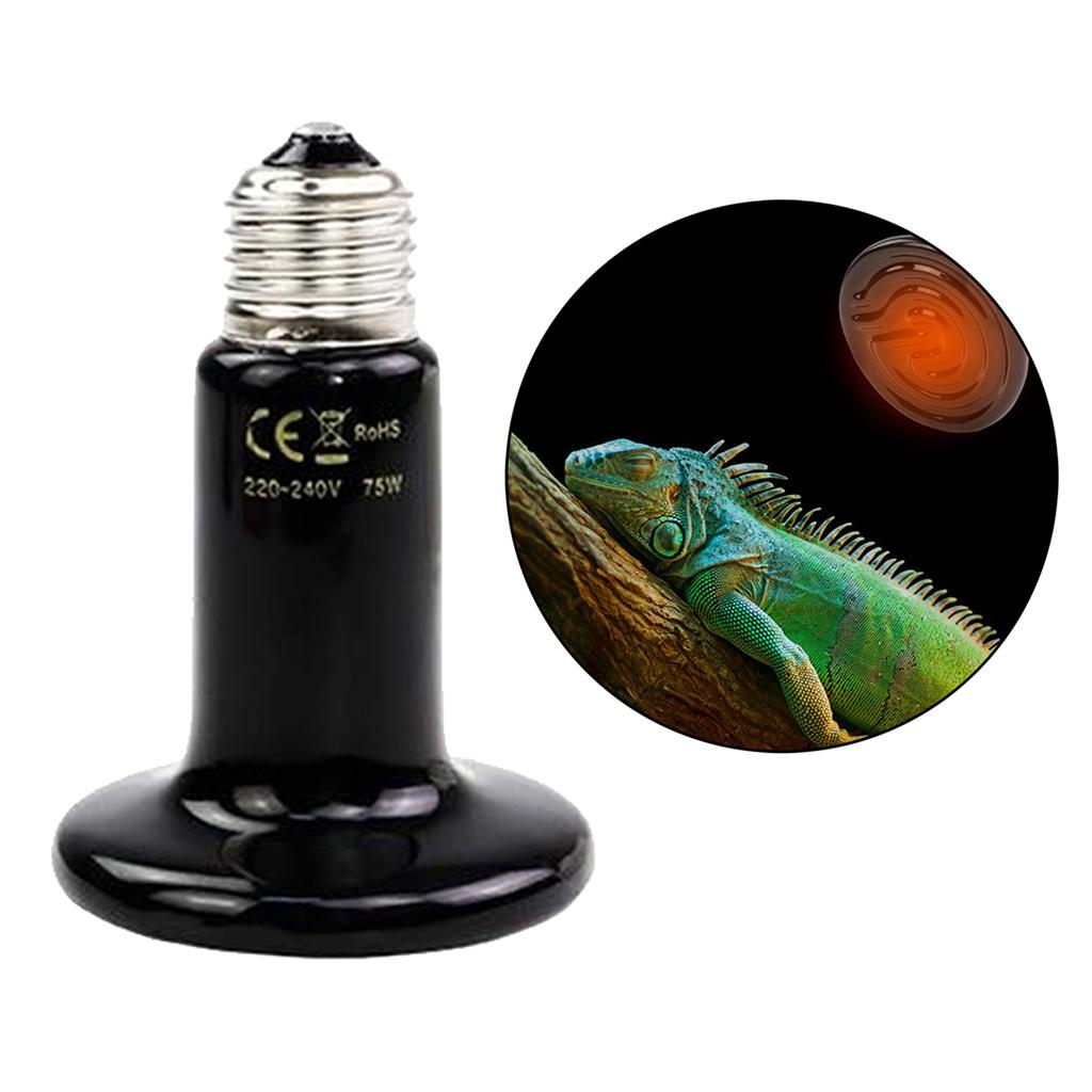 Reptile Heat Lamp Infrared Ceramic Heating Non-Light Lamps Emitter 220v Black 200W