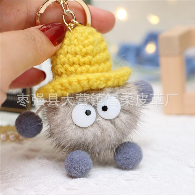 

Mink Hair Ball Ugly Cute Funny Baby Pendant Small Coal Ball Key Pendant Mini Elf Bag Hanging Gift серый