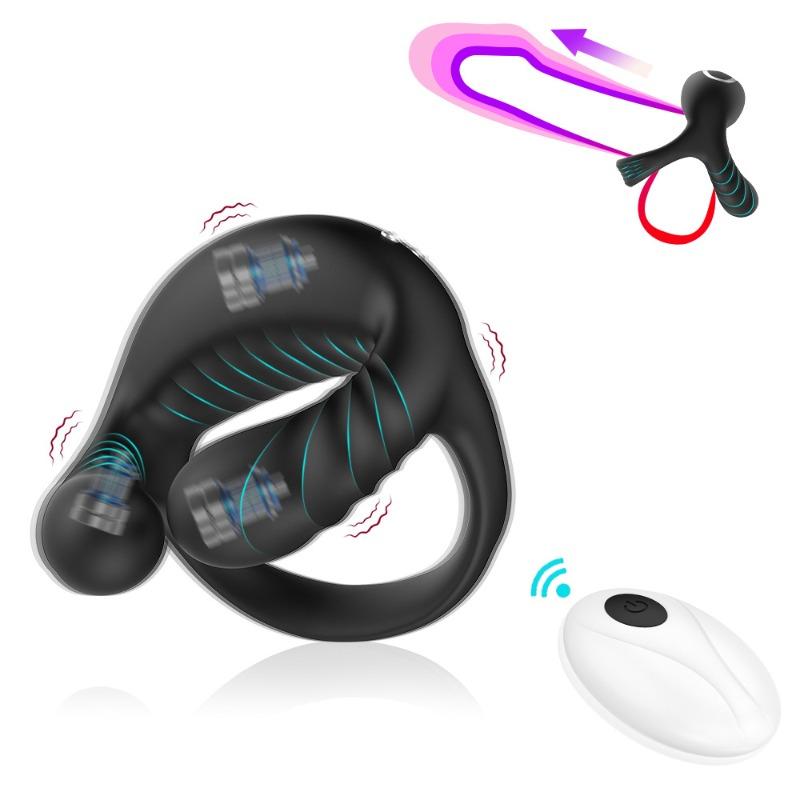 Male Lock Fine Ring Barugo APP Remote Control Three Vibration Wear Charging Silicone Delay Lock Fine Ring