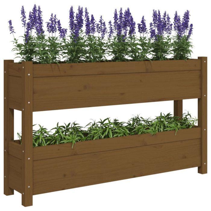 VidaXL Jardinière Marron miel 112x25x66 cm Bois massif de pin 823930