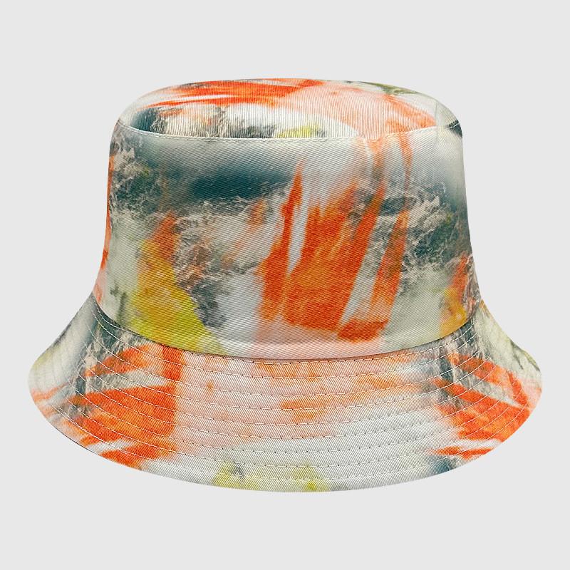 Neutral Summer Tie Dye Printed Fisherman Hat Outdoor Breathable Hat Sunshade