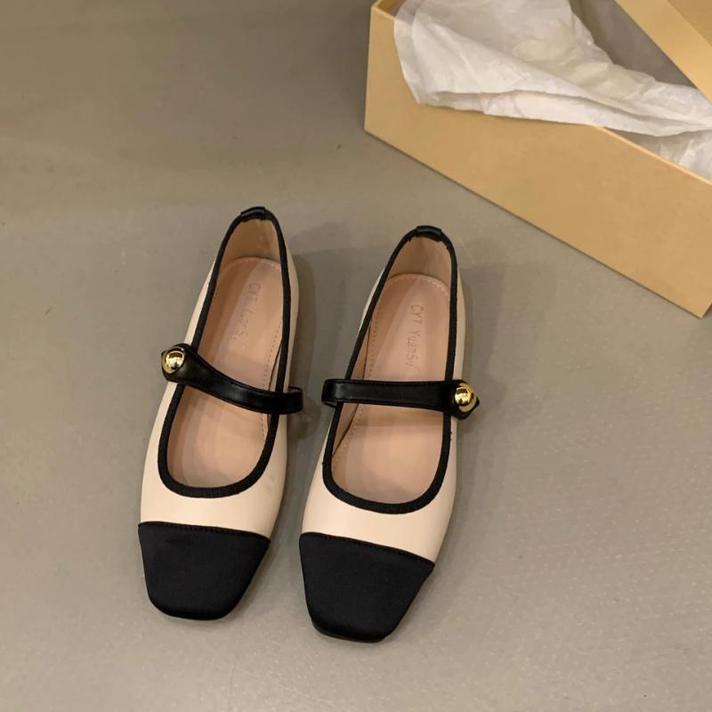 Flat-bottomed square-headed Mary Jane single shoes women's shoes new summer soft-soled beanie ladyshoes