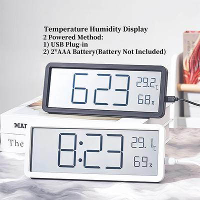 LCD Large-screen Digital Clock Living Room Wall Clock Temperature and Humidity Date Display Living Room Home Decoration Clock