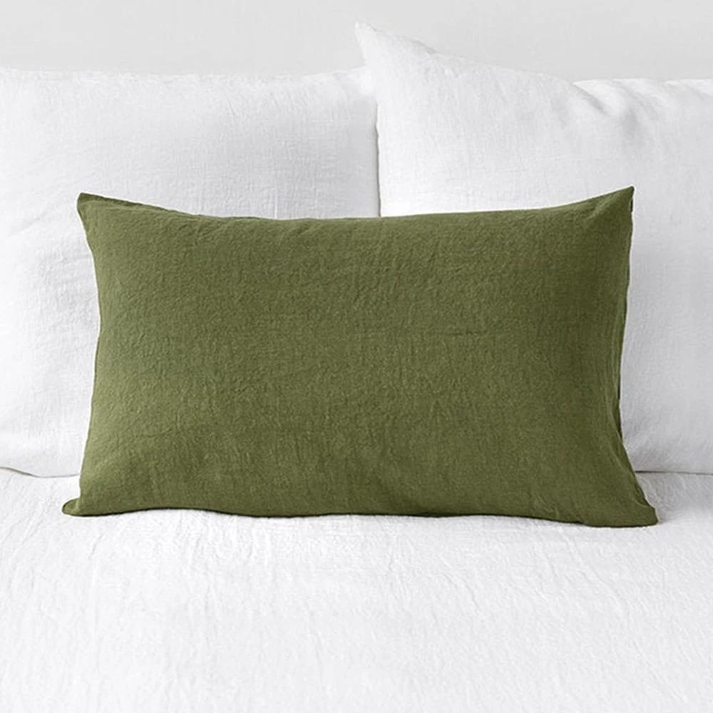 Ensemble de 2 Taies d'oreiller Douces Respirantes 100% Lin Housse de Coussin Décoratif Carré Différentes Tailles pour Lit Canapé Sofa Enveloppe