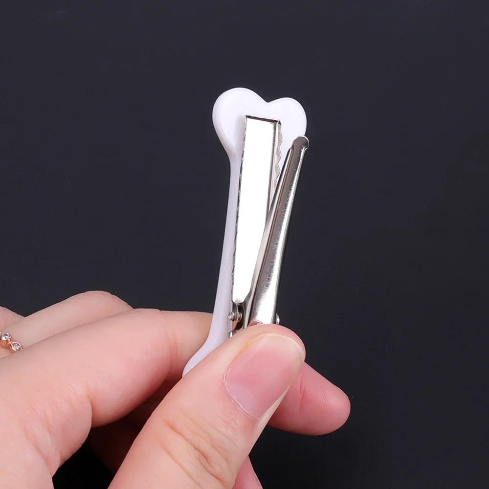 4pcs Spicy Girl Soft And Cute Contrast Style Simulated Bone Hair Clip, Harajuku Style Bangs Clip, Girl'S Heart Duckbill Clip Hair Clip