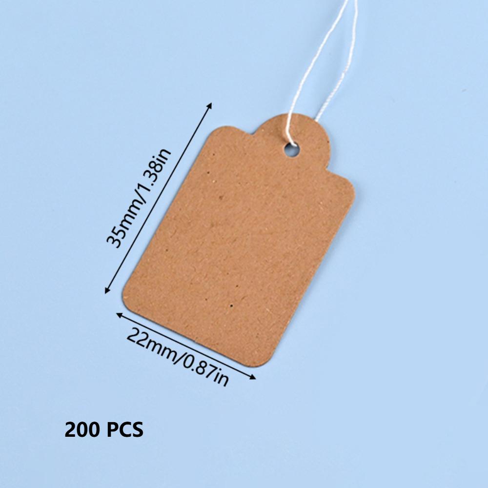 200pcs Handwritten Kraft Paper Labels Rectangular Handmade Jewelry Display Price Label Wearing Rope Garments Price Tags