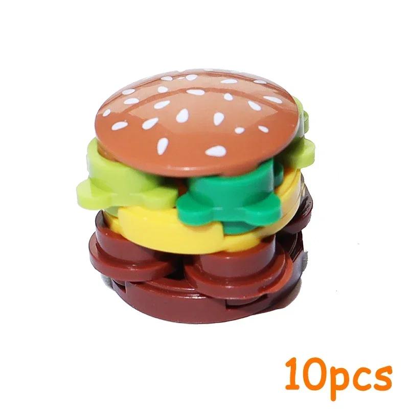 Non-Toxic Moc Food Accessories Fish Egg Bread Pizza Chocolate Fruit Carrot Hamburger Chips Chicken Bottle Bricks Building Blocks Toys