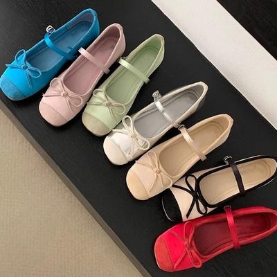 French Gentle Bow Mary Jane Shoes Women's Shoes Inner Height Increase Early Spring New Ballet Shoes with Skirt Single Shoes