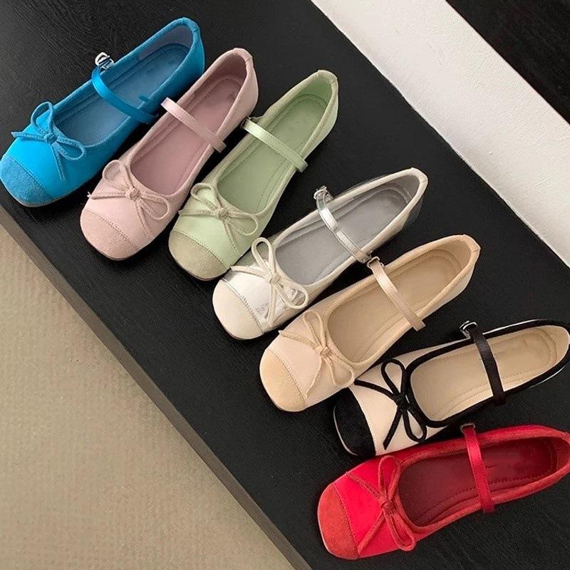French gentle bow Mary Jane shoes women's shoes inner height increase early spring new ballet shoes with skirt single shoes