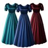 Medieval Satin Dress High Waist Victorian Tea Gown Halloween Cosplay Ball Gown Elegant Historical Theatrical Look