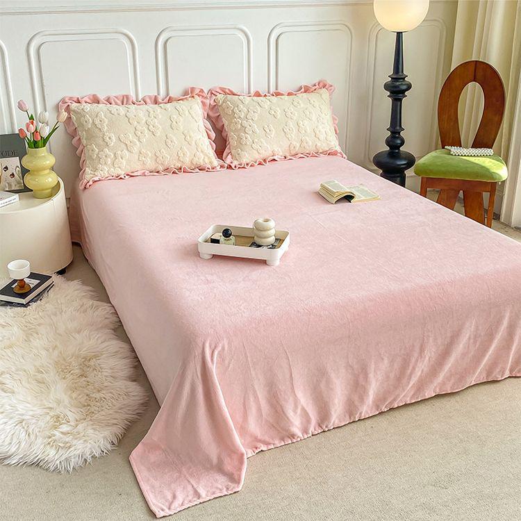 Korean Style Crystal Velvet 4-Piece Winter Set: Thickened Milk Velvet Duvet Cover with Coral Fleece and Fitted Sheet.
