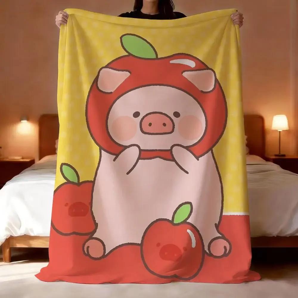 L-lulu Pig Throw Lightweight 240g Flannel Blanket Soft Skin-friendly for Summer Cooling