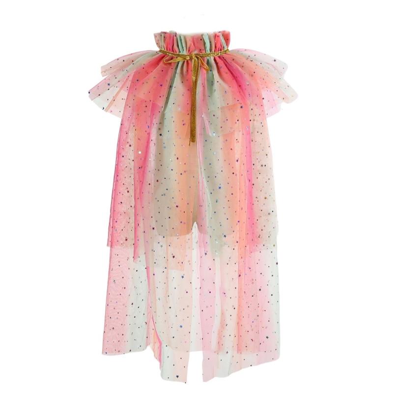 Princess Cape, Colorful Princess Cloak Girls Glittering Princess Dress Up Cape