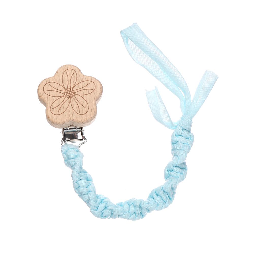 Flower Beech Wood Clip Baby Pacifier Clip Handmade Cloth Chain Newborn Pacifiers Clips Dummy Holder Teething Toys Nipple Chains