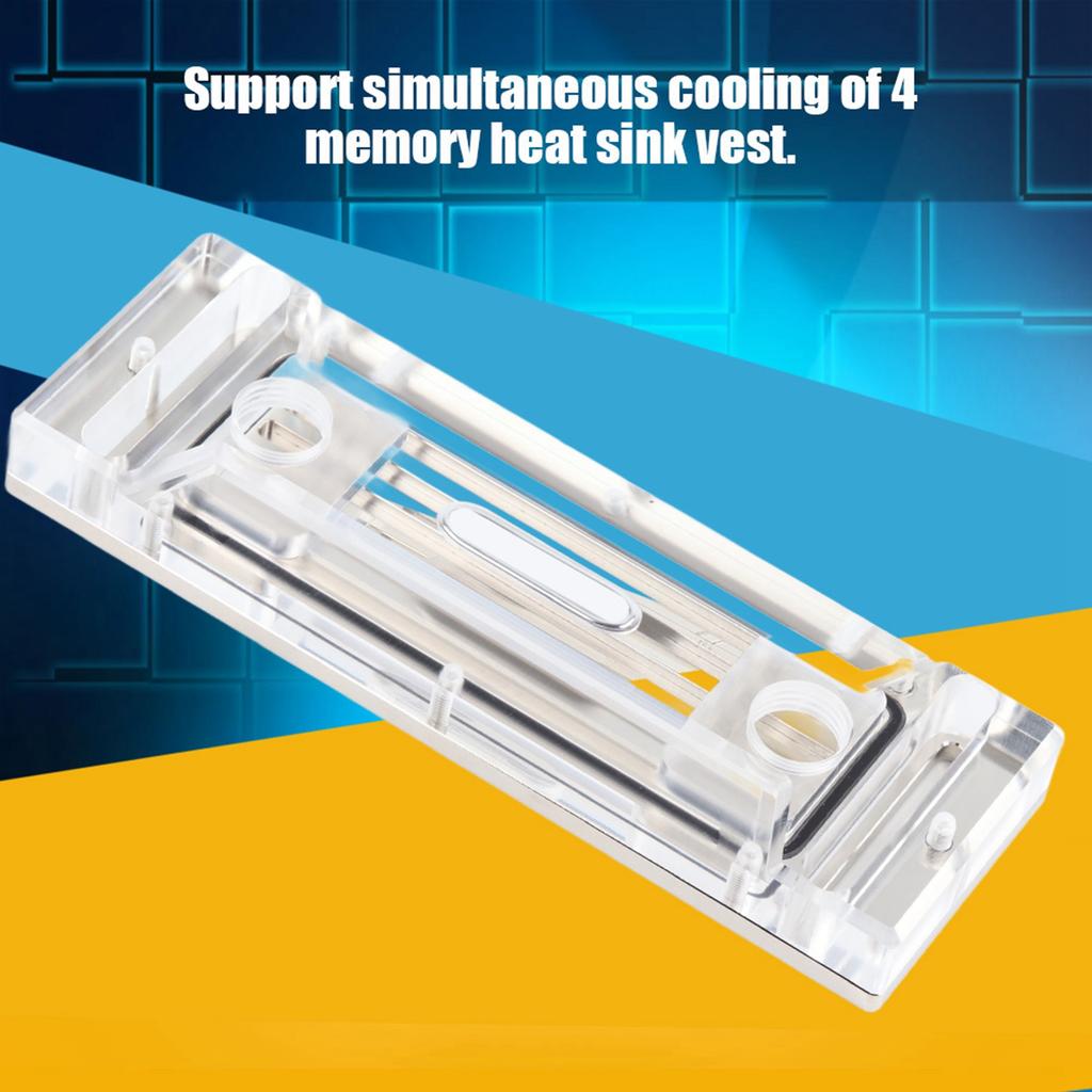 Copper Substrate Imported PMMA Water Cooling Block with Built In Sealing Ring for 4 Memory Heat Sink