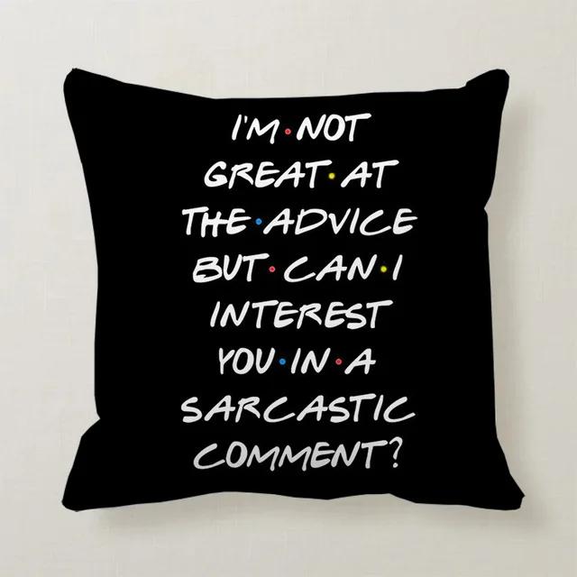 

Black Funny Quotations Letter Printing Pattern Cushion Cover for Home Living Room Sofa Decoration Pillow 12x12Inch