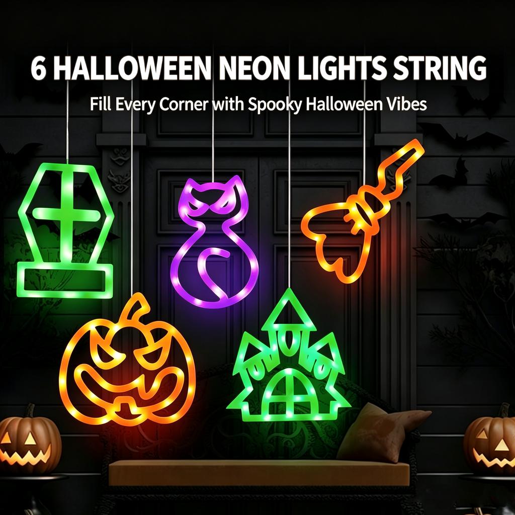 Colorful Halloween Pumpkin Icicle String Lights for Outdoor Yard Decorations