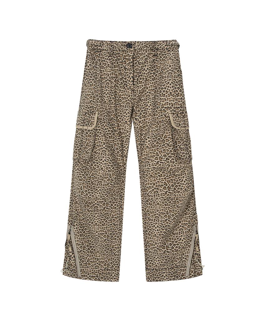 Haitaideupeulaengki Lightweight Coated Cargo Pants Leopard