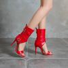 Mode Sexy Peep Toe Sommer Sandalen Schuhe Stiefeletten Für Frauen Mode Schnalle High Heels Rot Weiß Party Hochzeit Tanzschuhe damen