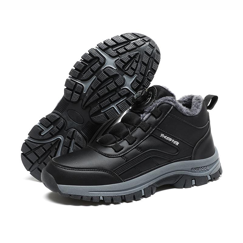 

2024 Водонепроницаемые зимние мужские и женские кроссовки, оригинальные кожаные теплые зимние ботинки, мужская повседневная рабочая обувь, высокие нескользящие ботильоны 48 чёрный