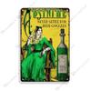 Absinthe Metal Tin Sign Beer Brand Metal Signs Wall Plate Vintage Metal Plaque Man Cave Home Plate Wall Industrial Decor