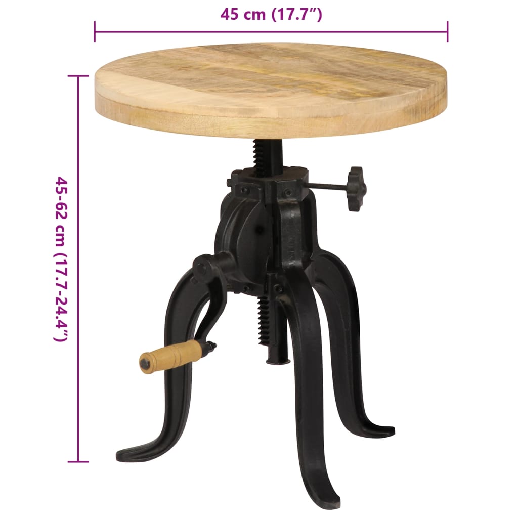 Vidaxl Stolik Boczny, 45X (45-62) Cm, Lite Drewno Mango I Żeliwo