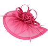 TEHAUX Rose Red Mesh Fascinator Hat for Women Bridal Tops Hat Headband for Wedding Evening Banquet and Special Occasion Accessories