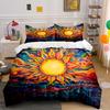 Vibrant Sun and Waves Pattern Bedding Duvet Cover Set Duvet Cover Pillowcases  (1*Duvet Cover 2*Pillowcases, Without Duvet Insert)