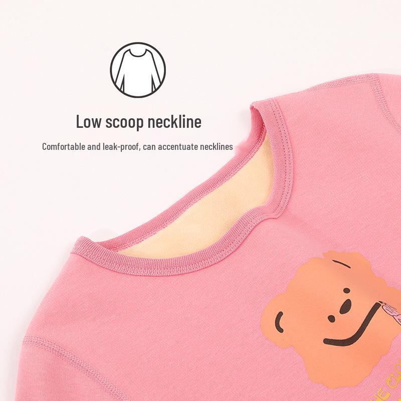 Kinder Extra Dicker Samt Thermounterwäsche Set für Jungen und Mädchen - Gemütlicher Winter Pyjama und Herbsthose