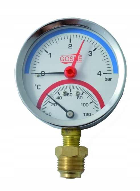 Termomanometr Radialny 80Mm 0-6 Bar 0-120°C 1/2"
