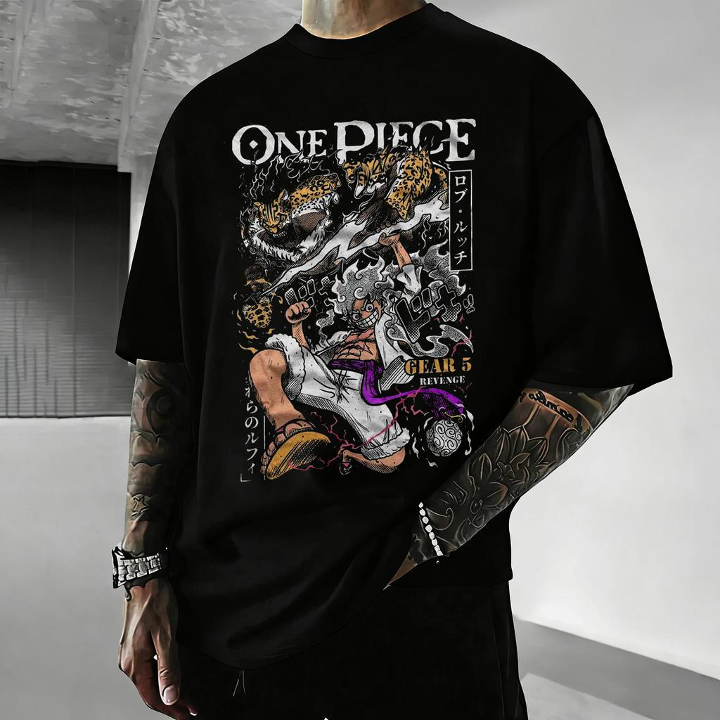 One Piece Anime Luffy Gear5 Print T Shirt Unisex Unisex Cotton Short Sleeve Summer Y2k Graphic Tee Casual Streetwear Oversized Tops