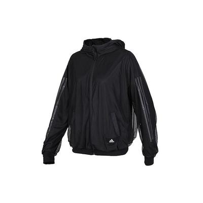 Giacca Sportiva Casual Antivento con Cappuccio da Donna Capispalla Nero FK3522