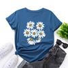 Casual Flowers Cotton T-Shirt Short Sleeve Round Neck Women 2d Print Tops