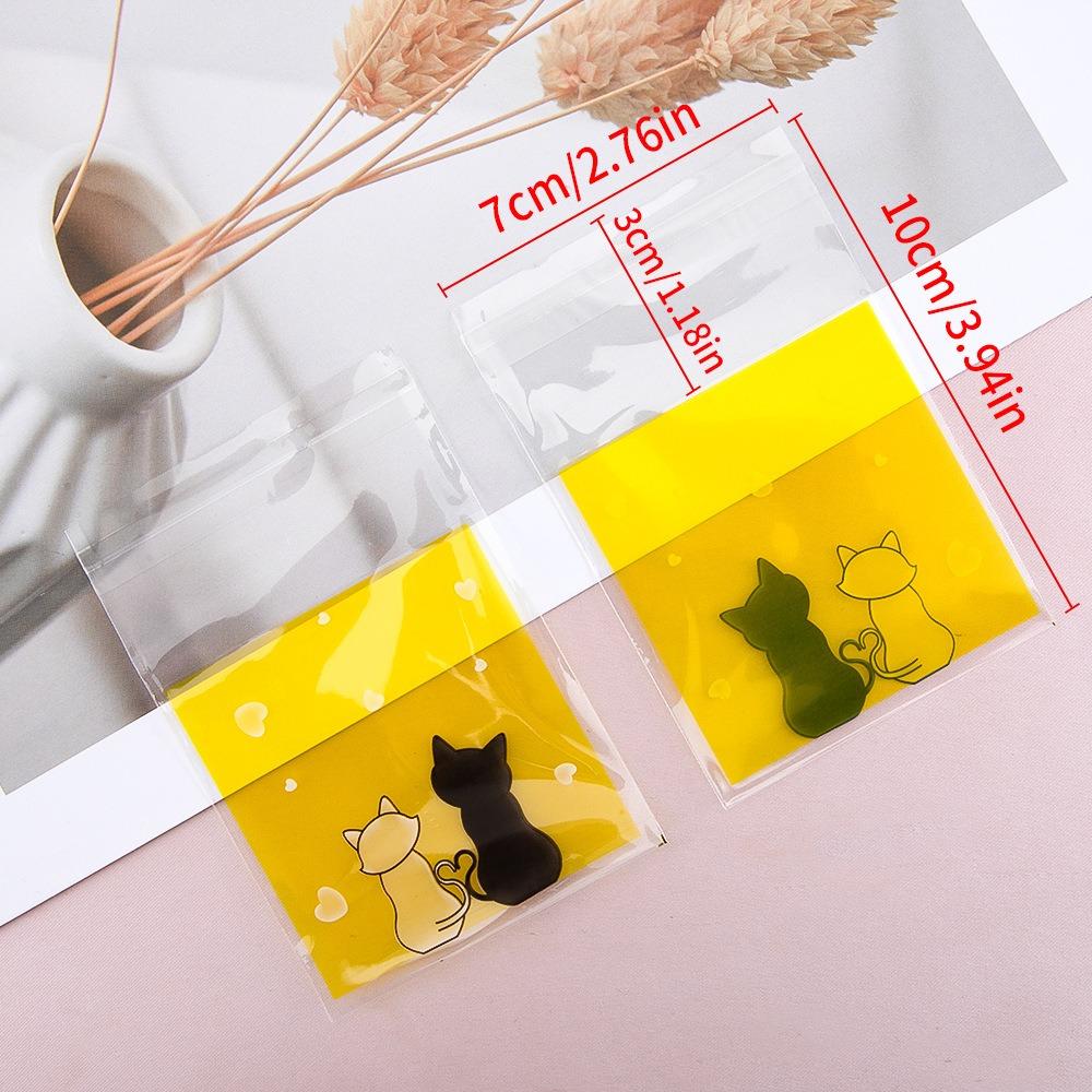 50Pcs Couple Cats Biscuits Candy Bags Plastic Sandwich Bread Packaging Bags  Package Supplies