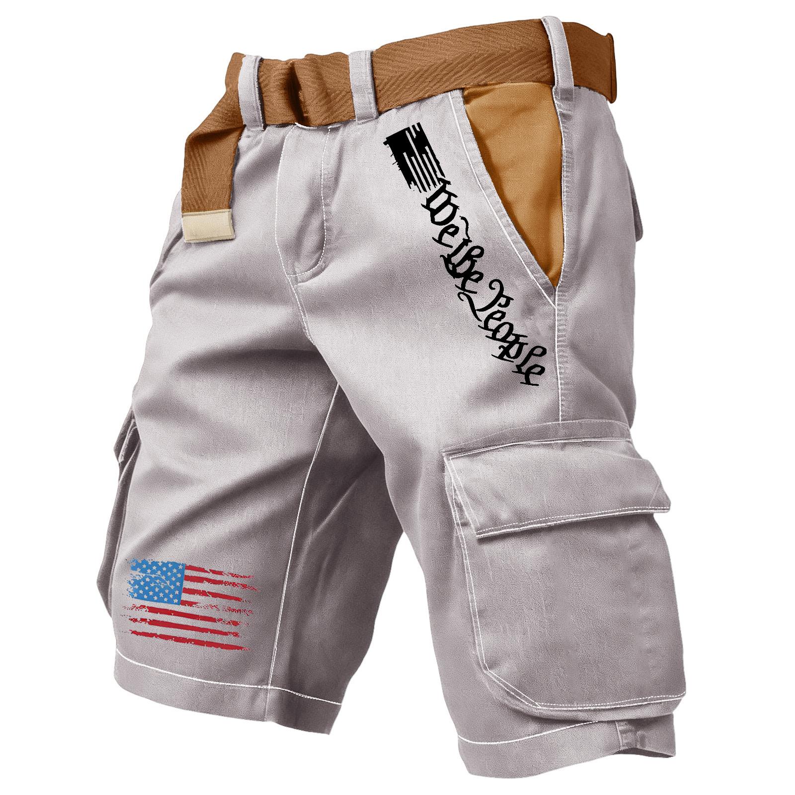 

Men s Casual Sport Multi-pocket Work Pants Men s Fashionable Flag-letter Printed Pants XL
