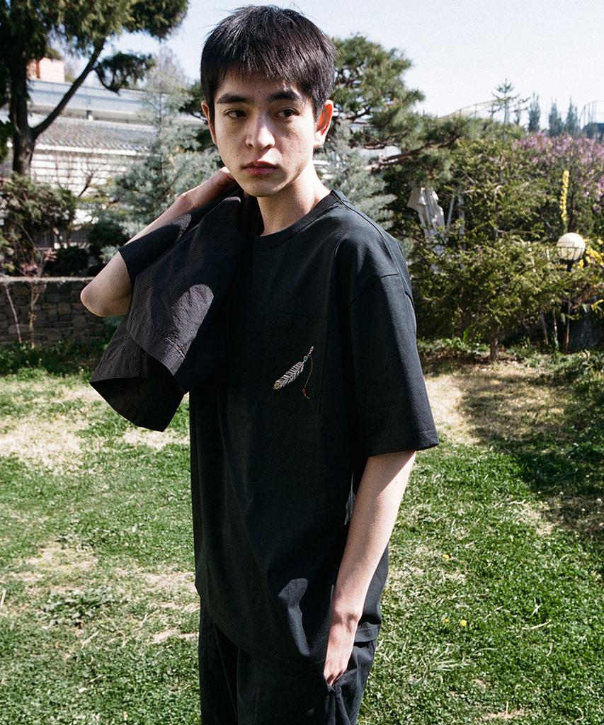 Holliseon Lawrence Short Embroidery T-Shirt Black