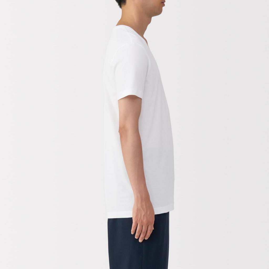 MUJI Seamless FA19FA5A White Size L Men's V-Neck Short-Sleeve T-Shirt (2-Pack) Men's