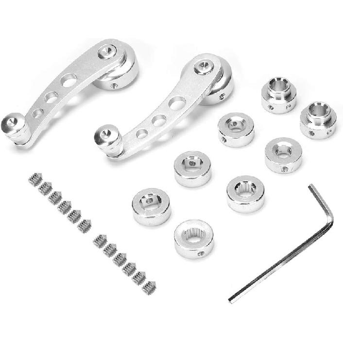 Car Window Handle Winder Riser, Silver 3in CNC Aluminum Alloy Window Crank Handle Kit Fits for Auto Accessory