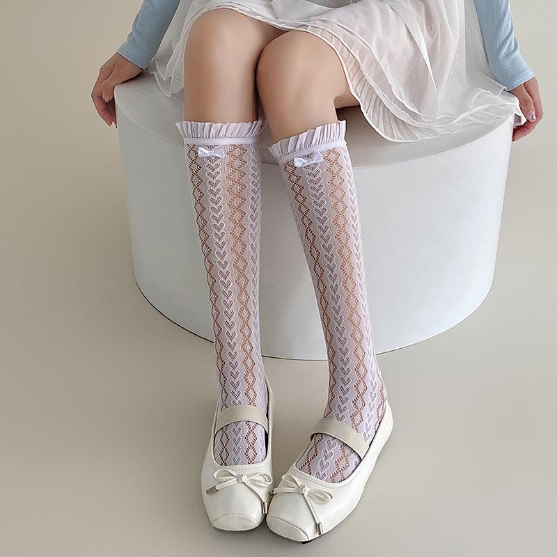 Primavera e Verão Renda Fina Renda Felpuda Lolita Branco Vento de Balé Tubo Combinado com Meias de Bezerro Mary Jane