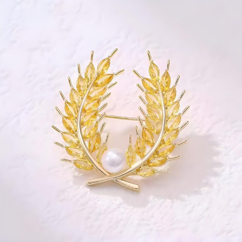 Elegant Wheat Ear Brooch, High-end Women's Light Luxury, High-end Pearl Brooch, Anti-glare Pin