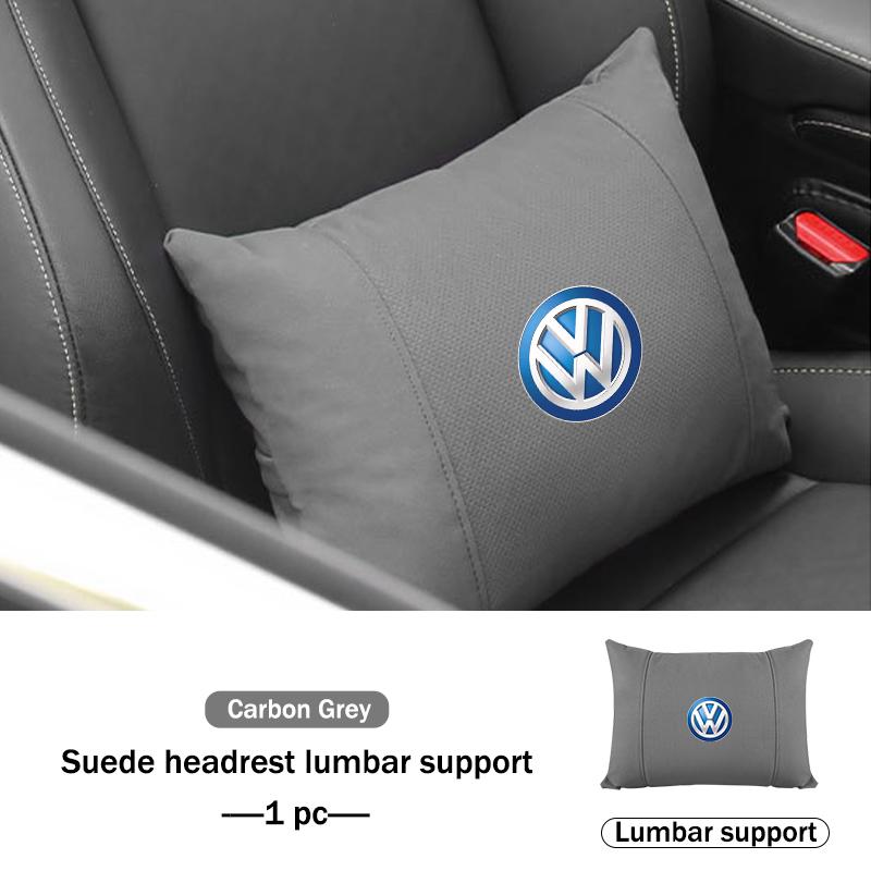 For Volkswagen VW Suede Car Neck Pillow Universal Fit Breathable Driving Cushion Scirocco Jetta Beetle Golf 4 5 6 Passat Polo B5NO4