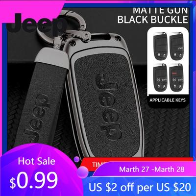 For Jeep Zinc Alloy Leather Car Key Cover Case Fob for Jeep Renegade Compass Cherokee Grand for Chrysler 300C Wrangler Car Ac