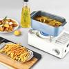 Rectangular Tempura Pan, Square, Induction & Gas Compatible, Iron, with Pan and Rake, Safe for Deep Frying, Square Tempura Pan (Green), Interior Dimen
