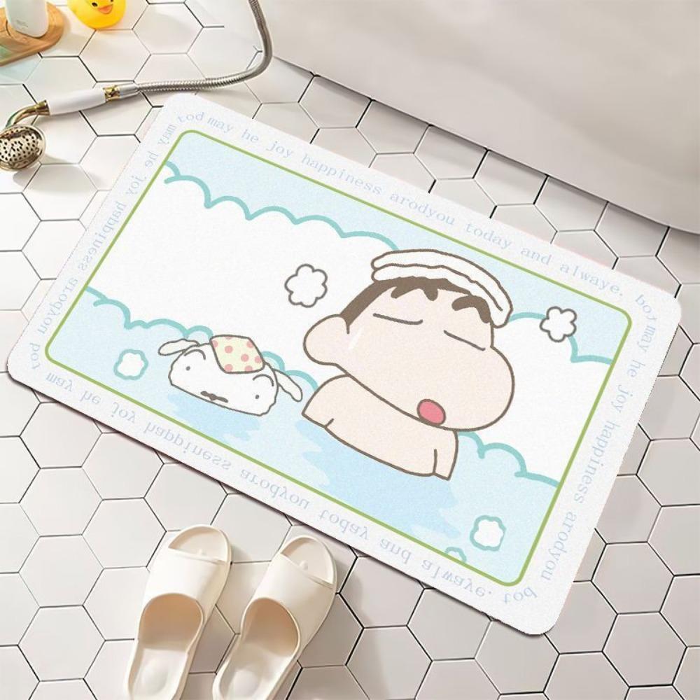 2pcs Cartoon Household Absorbent Wear-resistant Floor Mat Dirt-resistant Foot Pad Diatom Mud Carpet Easy Drying Pad