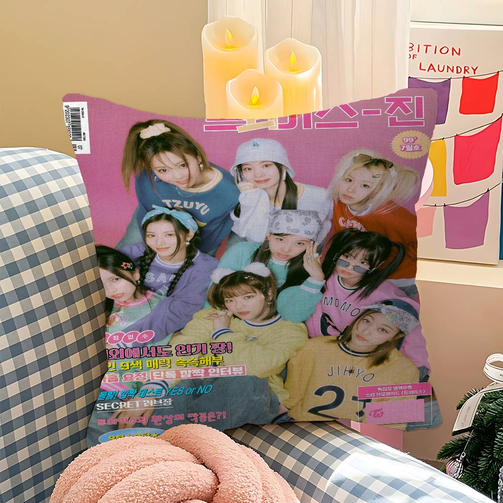 Kpop T-Twice Kudde Gåva Hemmakontor Dekoration Sovrum Soffa Bil Kuddfodral Fodral 45x45