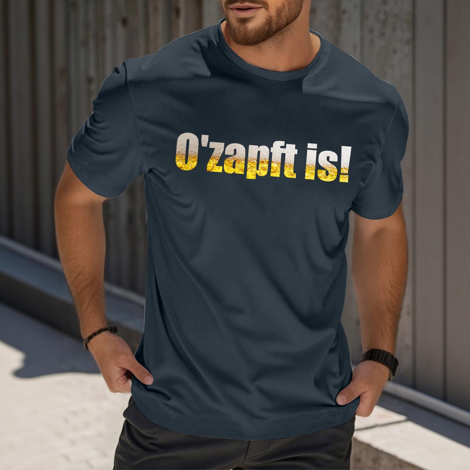 

Мужская повседневная футболка с круглым вырезом и короткими рукавами с принтом L тёмно-синий