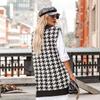 Oversized Checkered Knit Vest, Chic V-Neck Sleeveless Sweater for Women