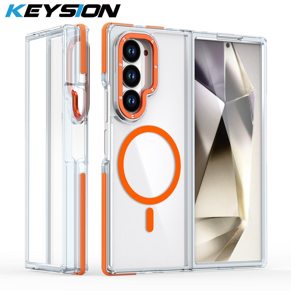 

KEYSION Transparent Magnetic Case for MagSafe for Samsung Z Fold 7 6 5G Clear Shockproof Phone Back Cover for Galaxy Z Fold 6 7 for Galaxy Z Fold 6 оранжевый